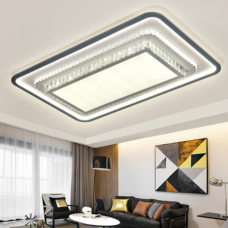 3-Tier Crystal Flush Mount Light Fixture Minimalist Black Flush Mount LED Light for Bedroom