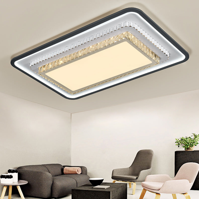 3-Tier Crystal Flush Mount Light Fixture Minimalist Black Flush Mount LED Light for Bedroom