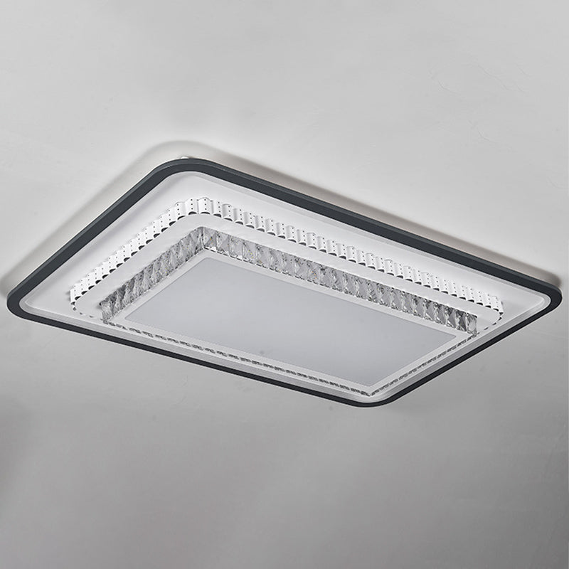 3-Tier Crystal Flush Mount Light Fixture Minimalist Black Flush Mount LED Light for Bedroom