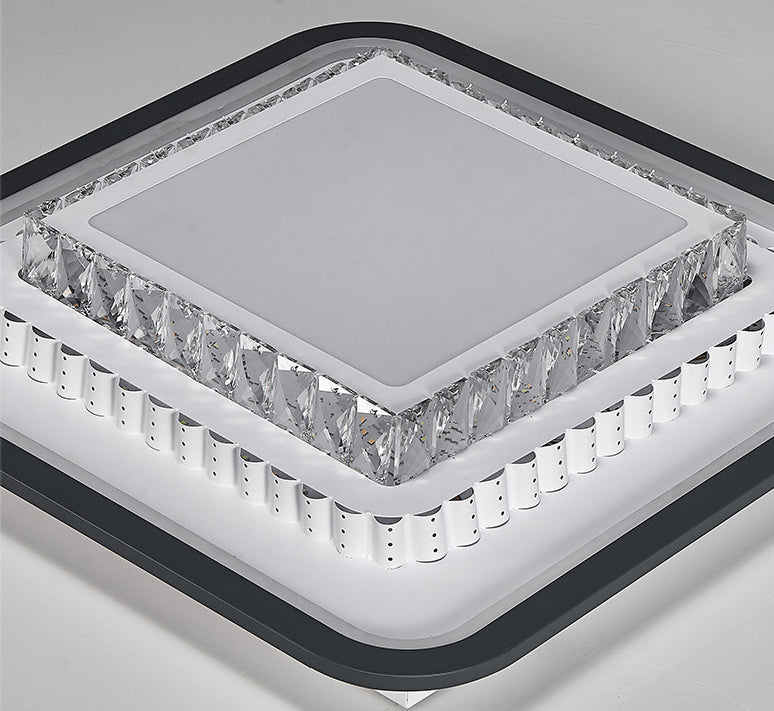 3-Tier Crystal Flush Mount Light Fixture Minimalist Black Flush Mount LED Light for Bedroom