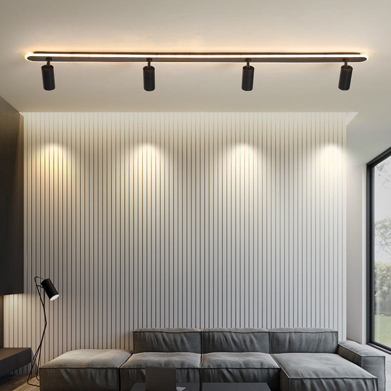 Oblong Acrylic Shade LED Ceiling Light in Modern Simplicity Metal Lamp Semi Flush Mount for Commercial Place