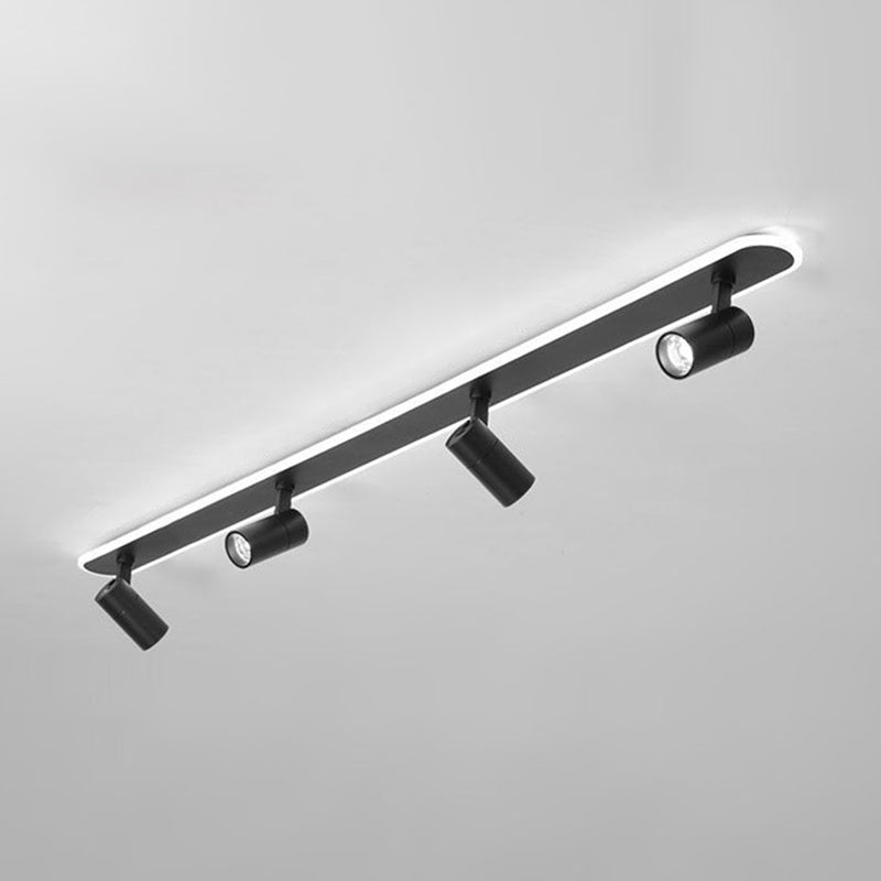 Oblong Acrylic Shade LED Ceiling Light in Modern Simplicity Metal Lamp Semi Flush Mount for Commercial Place