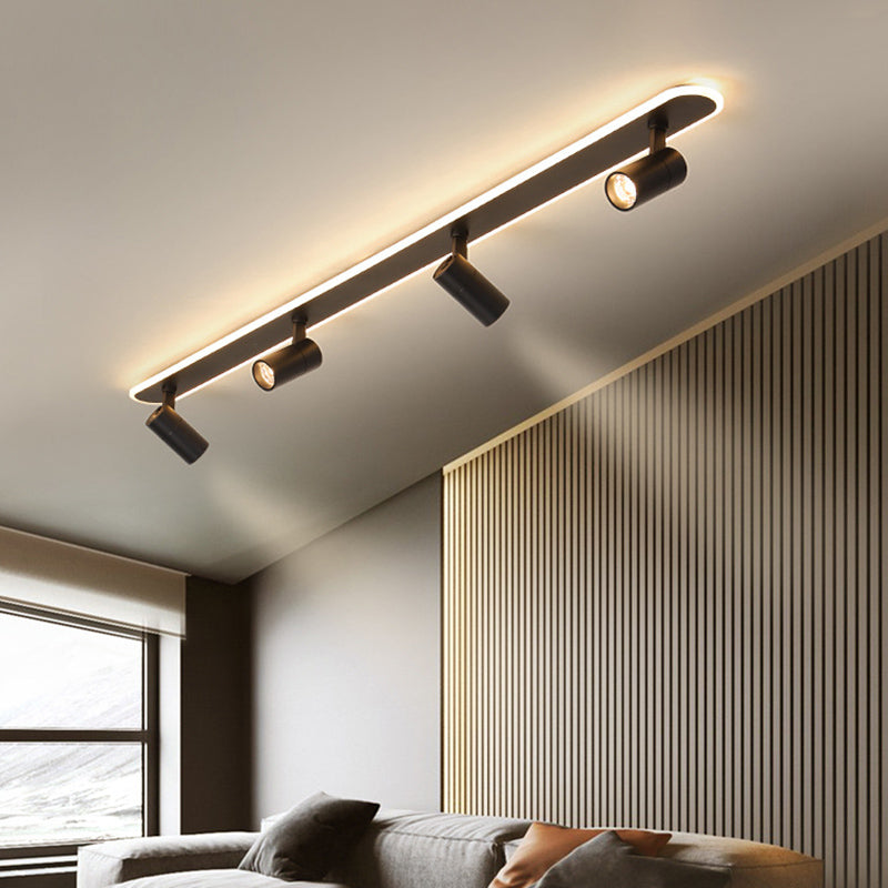 Oblong Acrylic Shade LED Ceiling Light in Modern Simplicity Metal Lamp Semi Flush Mount for Commercial Place