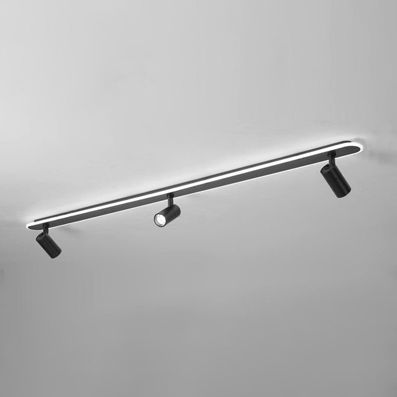 Oblong Acrylic Shade LED Ceiling Light in Modern Simplicity Metal Lamp Semi Flush Mount for Commercial Place
