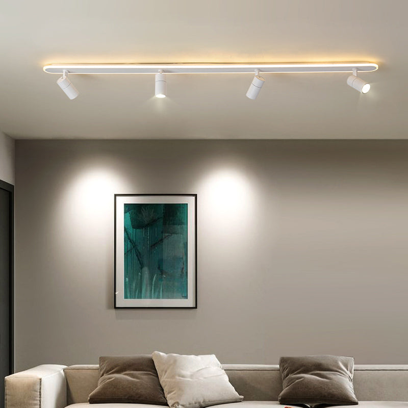 Oblong Acrylic Shade LED Ceiling Light in Modern Simplicity Metal Lamp Semi Flush Mount for Commercial Place