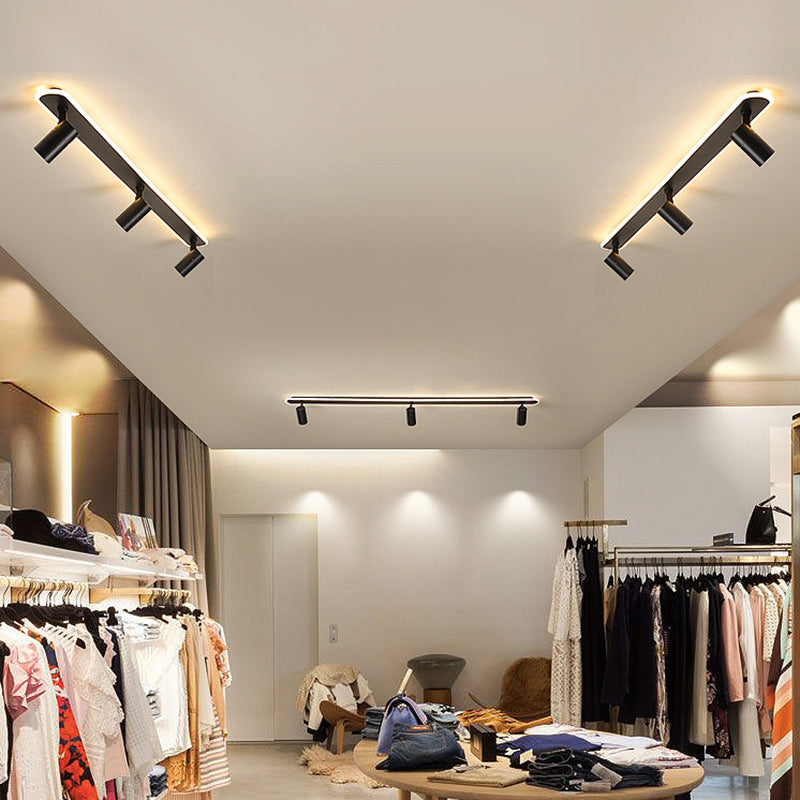 Oblong Acrylic Shade LED Ceiling Light in Modern Simplicity Metal Lamp Semi Flush Mount for Commercial Place