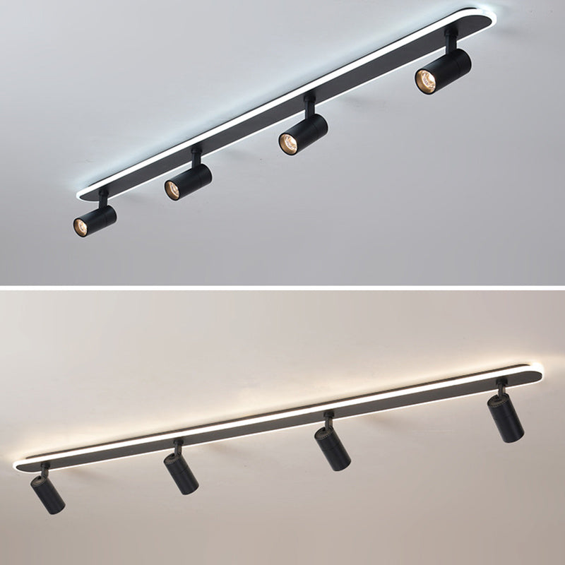 Oblong Acrylic Shade LED Ceiling Light in Modern Simplicity Metal Lamp Semi Flush Mount for Commercial Place