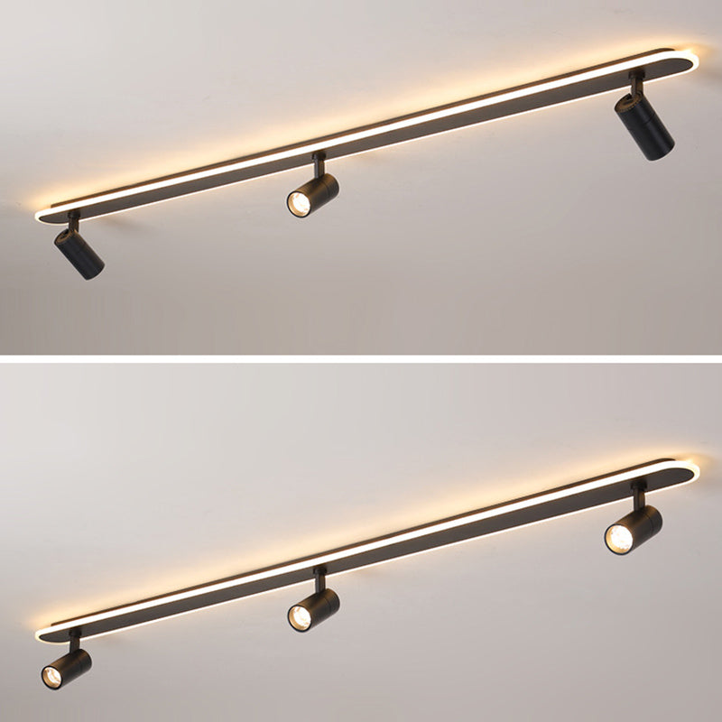 Oblong Acrylic Shade LED Ceiling Light in Modern Simplicity Metal Lamp Semi Flush Mount for Commercial Place