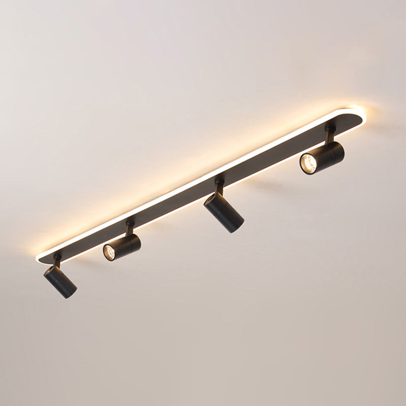 Oblong Acrylic Shade LED Ceiling Light in Modern Simplicity Metal Lamp Semi Flush Mount for Commercial Place