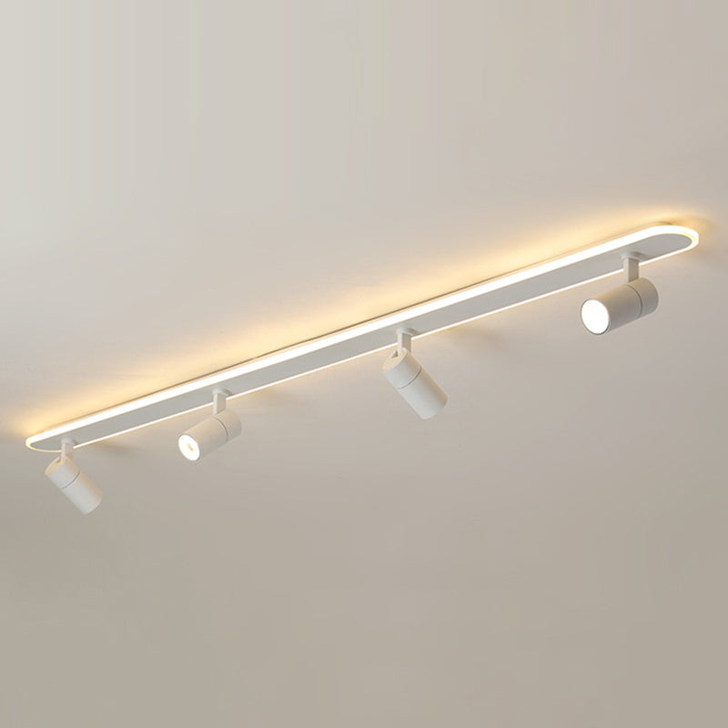 Oblong Acrylic Shade LED Ceiling Light in Modern Simplicity Metal Lamp Semi Flush Mount for Commercial Place