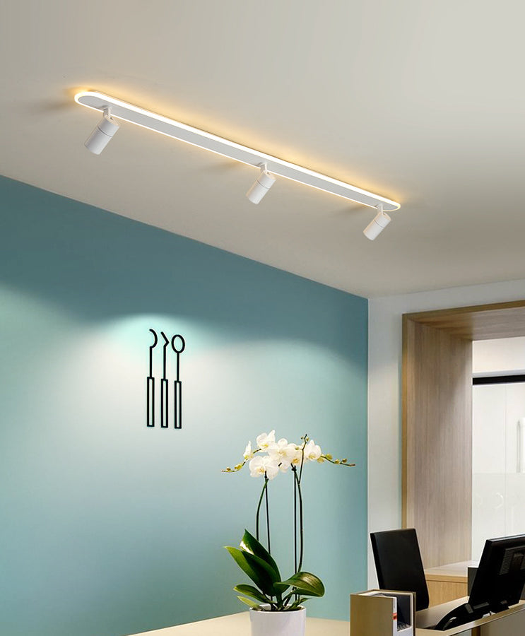 Oblong Acrylic Shade LED Ceiling Light in Modern Simplicity Metal Lamp Semi Flush Mount for Commercial Place