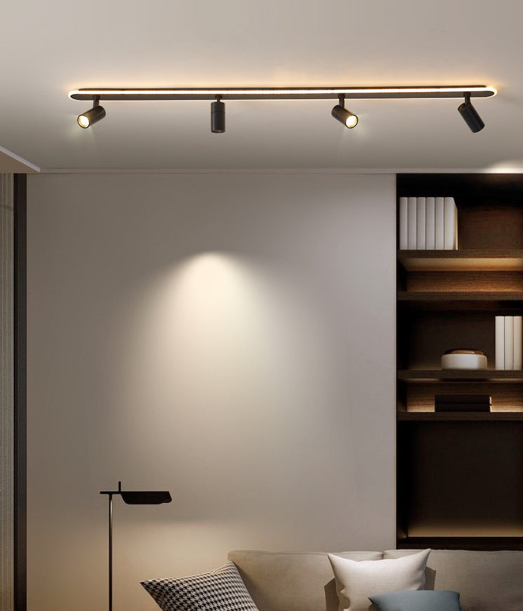 Oblong Acrylic Shade LED Ceiling Light in Modern Simplicity Metal Lamp Semi Flush Mount for Commercial Place