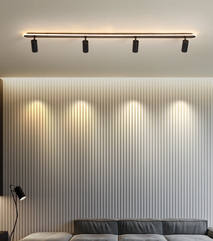Oblong Acrylic Shade LED Ceiling Light in Modern Simplicity Metal Lamp Semi Flush Mount for Commercial Place