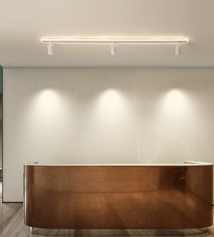 Oblong Acrylic Shade LED Ceiling Light in Modern Simplicity Metal Lamp Semi Flush Mount for Commercial Place
