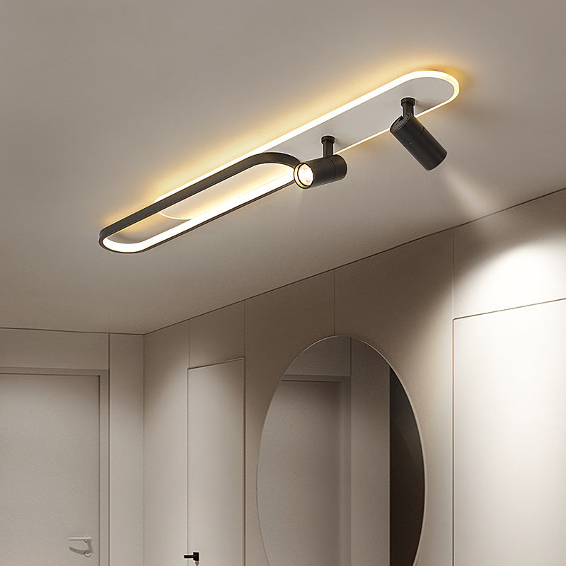 Indoor LED Semi flush plafond licht in moderne eenvoud metalen plafond armatuur met Oblong acryl schaduw