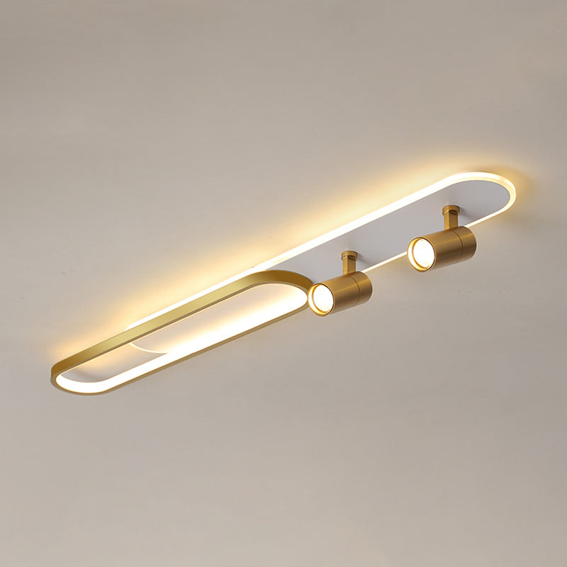 Indoor LED Semi flush plafond licht in moderne eenvoud metalen plafond armatuur met Oblong acryl schaduw