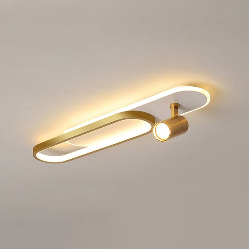 Indoor LED Semi flush plafond licht in moderne eenvoud metalen plafond armatuur met Oblong acryl schaduw