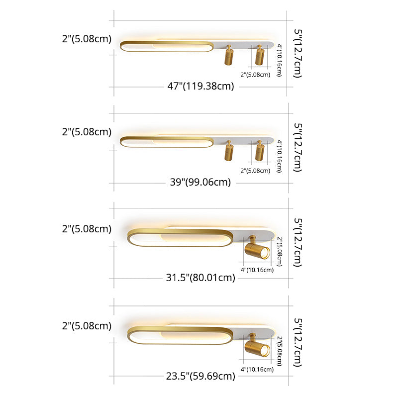 Indoor LED Semi flush plafond licht in moderne eenvoud metalen plafond armatuur met Oblong acryl schaduw