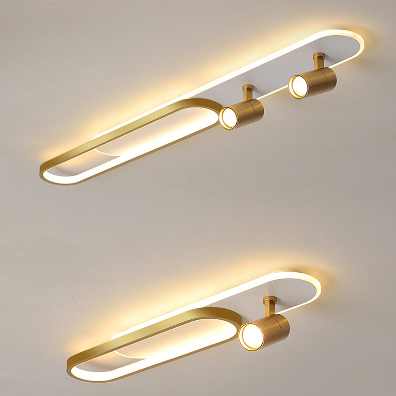 Indoor LED Semi flush plafond licht in moderne eenvoud metalen plafond armatuur met Oblong acryl schaduw