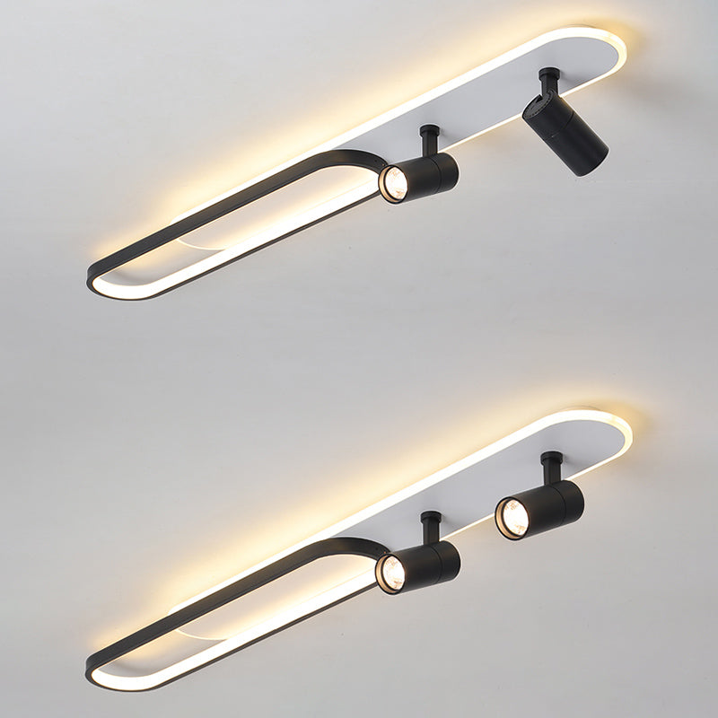 Indoor LED Semi flush plafond licht in moderne eenvoud metalen plafond armatuur met Oblong acryl schaduw