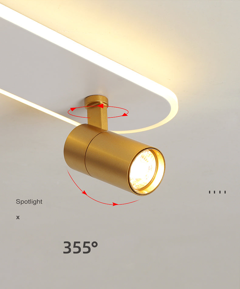 Indoor LED Semi flush plafond licht in moderne eenvoud metalen plafond armatuur met Oblong acryl schaduw