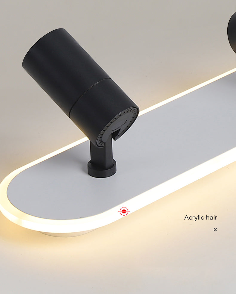 Indoor LED Semi flush plafond licht in moderne eenvoud metalen plafond armatuur met Oblong acryl schaduw