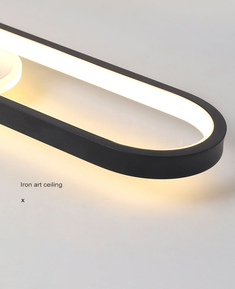 Indoor LED Semi flush plafond licht in moderne eenvoud metalen plafond armatuur met Oblong acryl schaduw