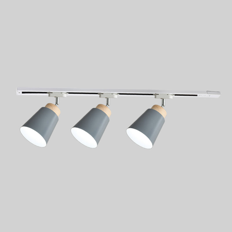 Éclairage sur rail nordique pendentifs Style Macaron monté en Surface en forme de cône abat-jour en fer pour salon cuisine maison
