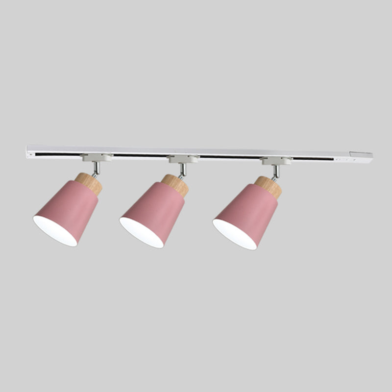 Éclairage sur rail nordique pendentifs Style Macaron monté en Surface en forme de cône abat-jour en fer pour salon cuisine maison