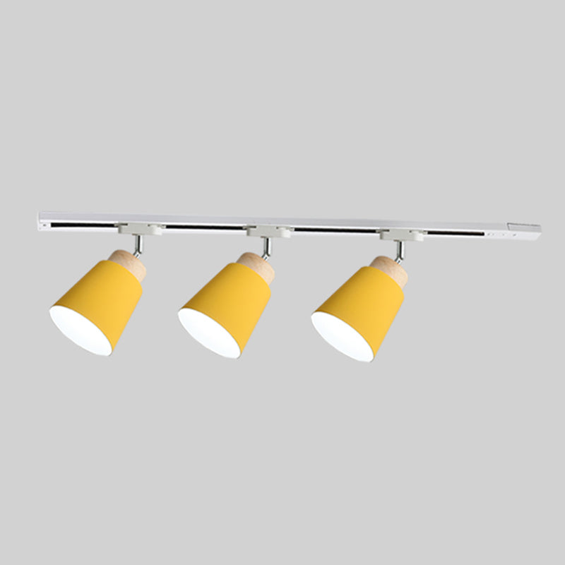 Éclairage sur rail nordique pendentifs Style Macaron monté en Surface en forme de cône abat-jour en fer pour salon cuisine maison