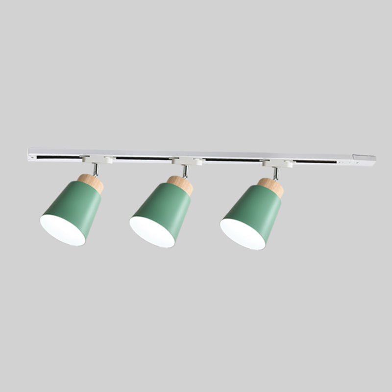 Éclairage sur rail nordique pendentifs Style Macaron monté en Surface en forme de cône abat-jour en fer pour salon cuisine maison