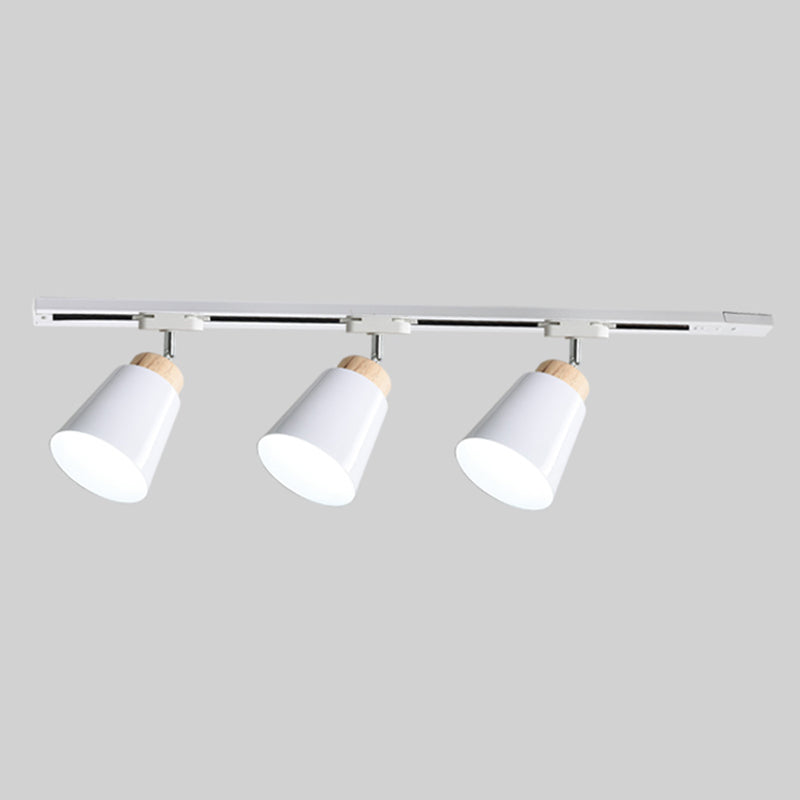 Éclairage sur rail nordique pendentifs Style Macaron monté en Surface en forme de cône abat-jour en fer pour salon cuisine maison