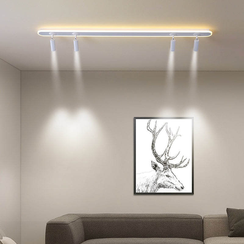 El semi - integrado LED de barra ovalada está instalado en la lámpara de pantalla de acrílico interior de la lámpara de aluminio creativa moderna.