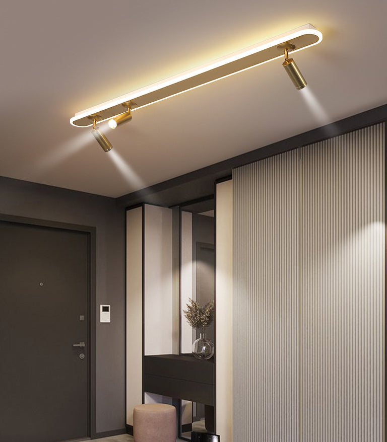 El semi - integrado LED de barra ovalada está instalado en la lámpara de pantalla de acrílico interior de la lámpara de aluminio creativa moderna.
