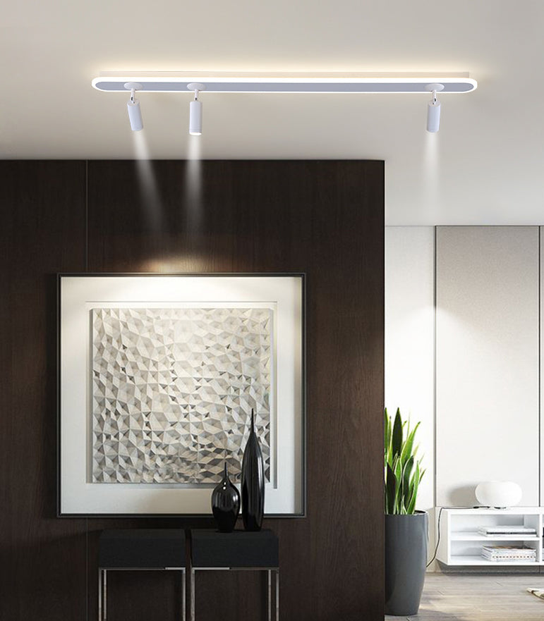 El semi - integrado LED de barra ovalada está instalado en la lámpara de pantalla de acrílico interior de la lámpara de aluminio creativa moderna.