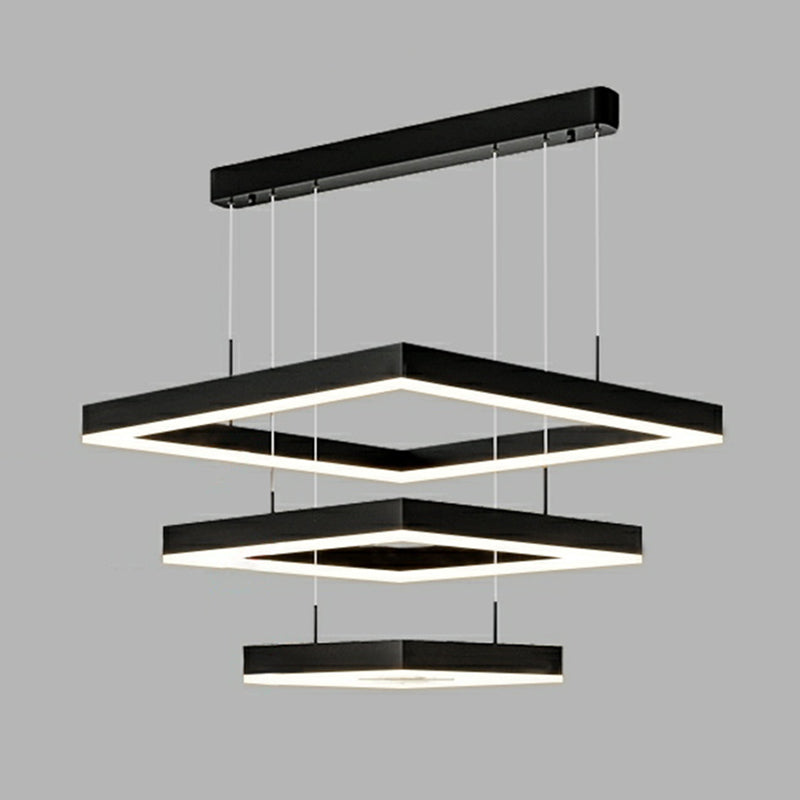 Accesorios de iluminación de lámparas cuadradas modernas Luz de araña de metal