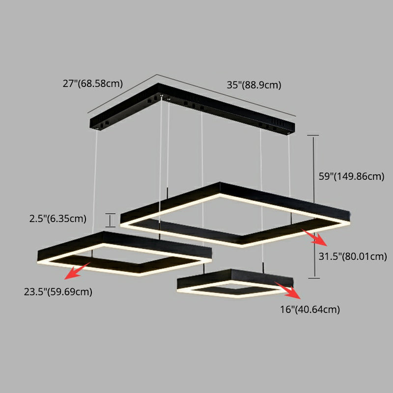 Accesorios de iluminación de lámparas cuadradas modernas Luz de araña de metal