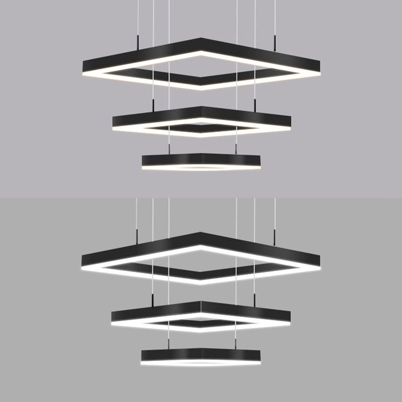 Accesorios de iluminación de lámparas cuadradas modernas Luz de araña de metal