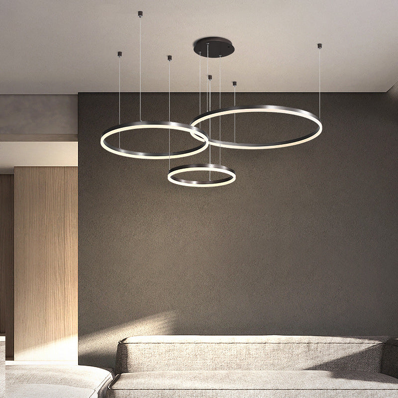 Moderne ring kroonluchter acryl hanger plafondlampen met verstelbaar hangsnoer voor woonkamer