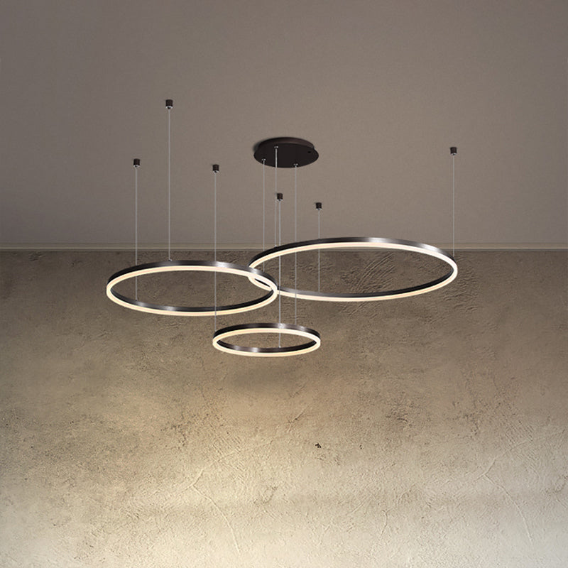 Moderne ring kroonluchter acryl hanger plafondlampen met verstelbaar hangsnoer voor woonkamer