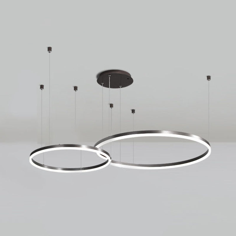 Moderne ring kroonluchter acryl hanger plafondlampen met verstelbaar hangsnoer voor woonkamer