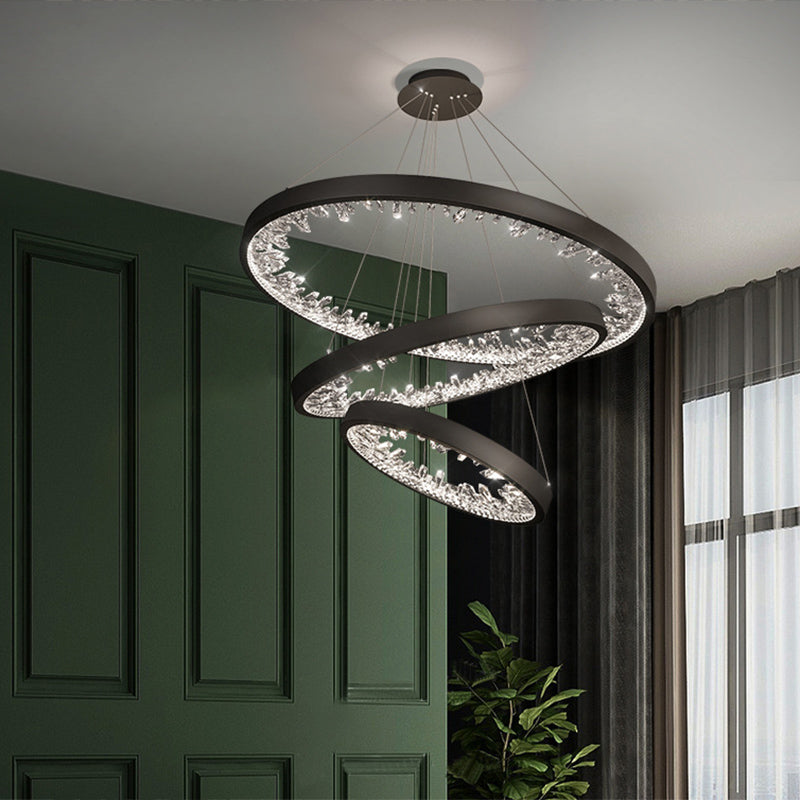 Ultra-modern Simplicity Orbicular LED Chandelier Lamp Crystal Suspension Pendant Light for Restaurant