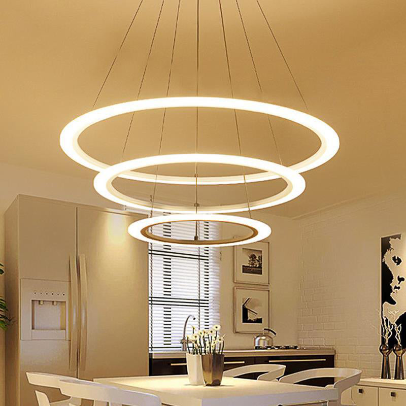 Modern Round Chandelier Light Fixtures Acrylic Hanging Light Kit for Restaurant