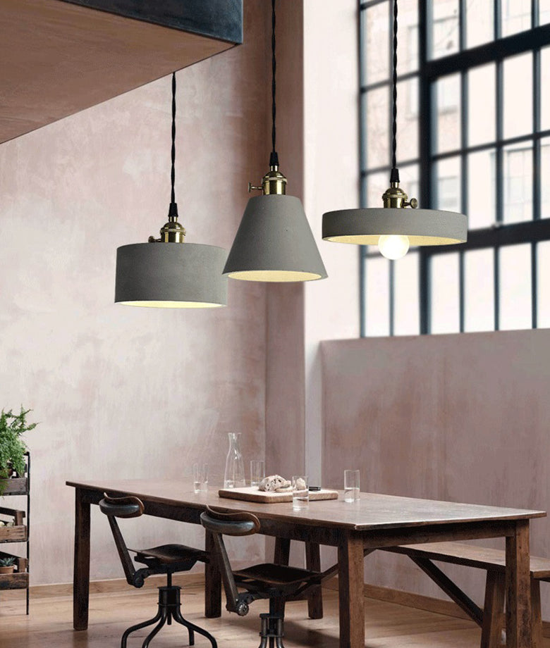 Luces de techo colgante de 1 luces con lámpara colgante de cemento moderna