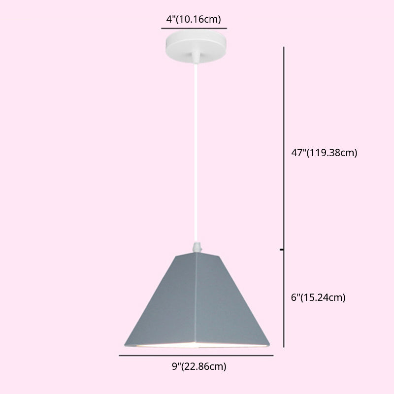 Trapezoide de metal Luz colgante Nordic Macaron Style 1 Lámpara de techo de mesa de comedor ligero