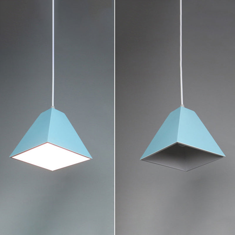 Trapezoide de metal Luz colgante Nordic Macaron Style 1 Lámpara de techo de mesa de comedor ligero