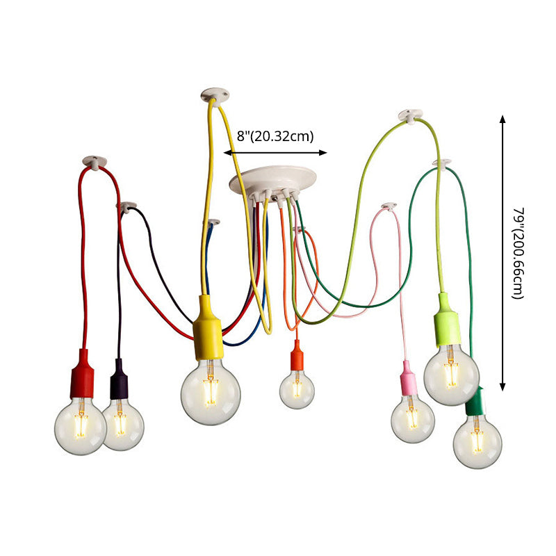 Colorful Edison Bulb Pendant Lamp Loft Style Metal 8-Head Clothing Store Hanging Light