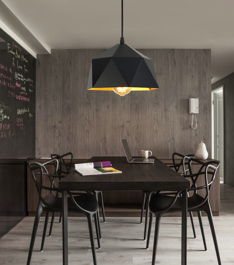1 Lampada a ciondolo a diamante chiaro Nordic Minimalist Minimalist Metal Dining Room Hanging Lampada