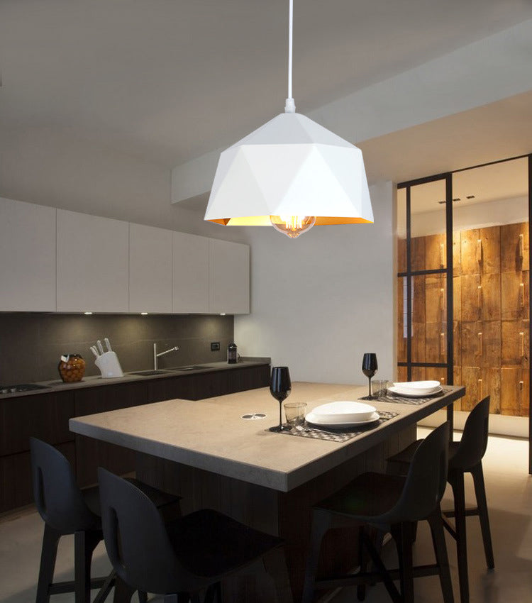 1 Lampada a ciondolo a diamante chiaro Nordic Minimalist Minimalist Metal Dining Room Hanging Lampada