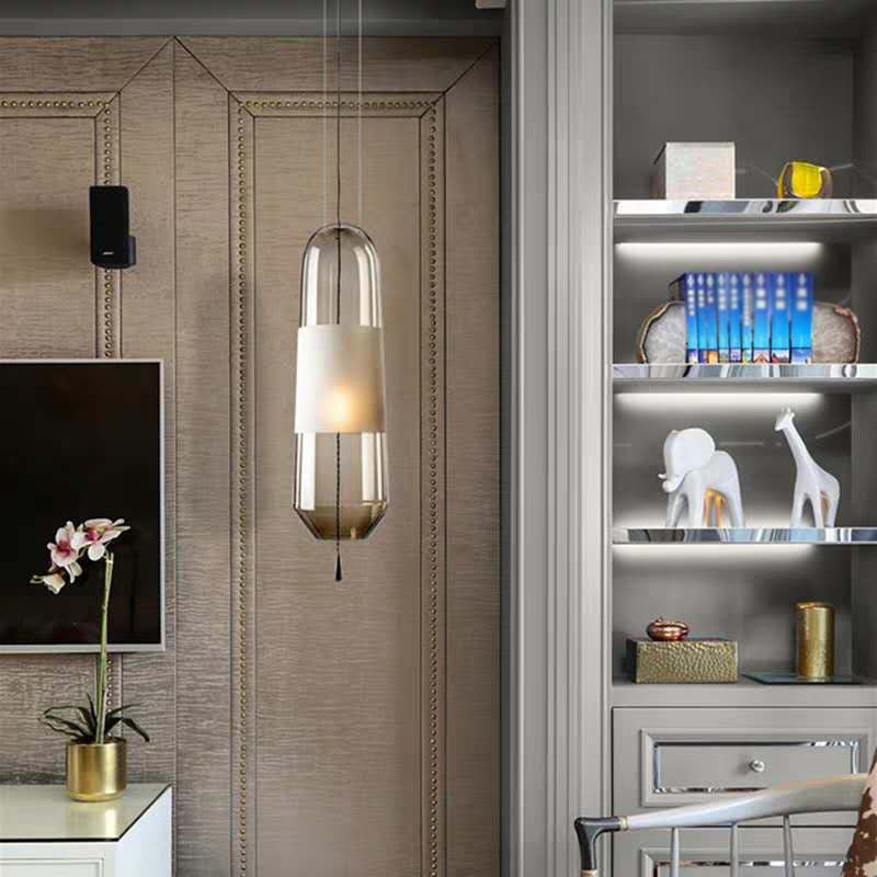 1 pendentif cylindrique léger moderne table de salle à manger en verre soufflé à la main